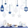 DIY Paper Ramadan Kareem Decor Gold Silver Hang Garland Star Moon Lantern  Eid Atmosphere