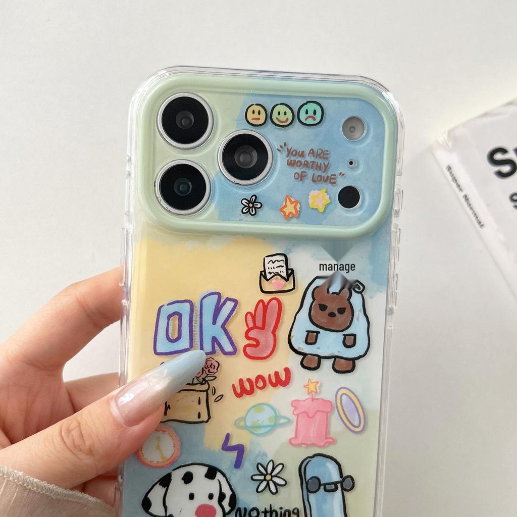 Graffiti Cartoon OK Dog iPhone 17 Pro Max Case, Fits Apple 16, Double Layer IMD, Precision Holes for 14/15