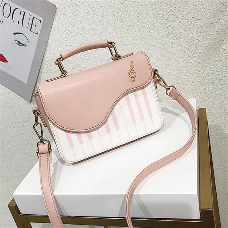 3 вида цветов с принтом пианино женские сумки через плечо сумка из искусственной кожи розовый