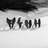 European and American dark angel wing rings punk style vintage feather articulated rings four-piece set for women