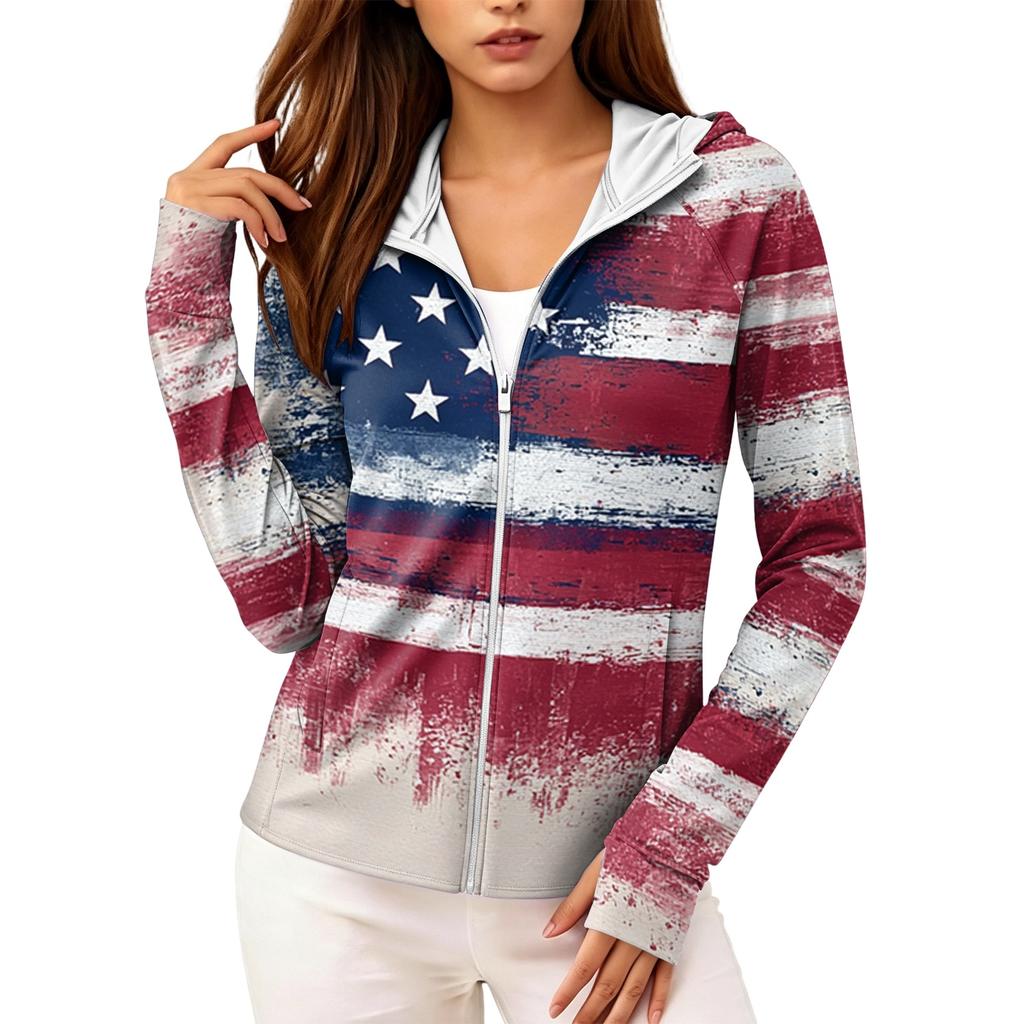Women's Full Zip Hooded Jacket with Pockets Long Sleeve Lightweight Sun Protection Outerwear for Outdoor Activities