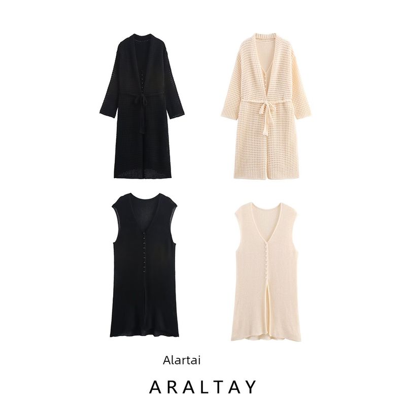 Araltay New Arrival Fashion Style Women's Clothing Fashion All-Match French Style Casual Minimalist Long Vest Outwear Two-piece Set