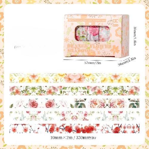 Chunxin Flower Language Boxed Japanese Paper Tape 5*1cm Wide Flowers and Leaves Dividing Line Hand Account Pastoral Flower Tape