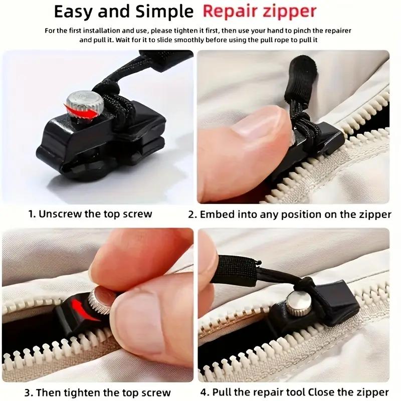 5pcs Zipper Repair Kit - Detachable Zipper Pulls for Bags, Coats, Clothes, Shoes, No Tools Needed, Replacement Zipper Heads