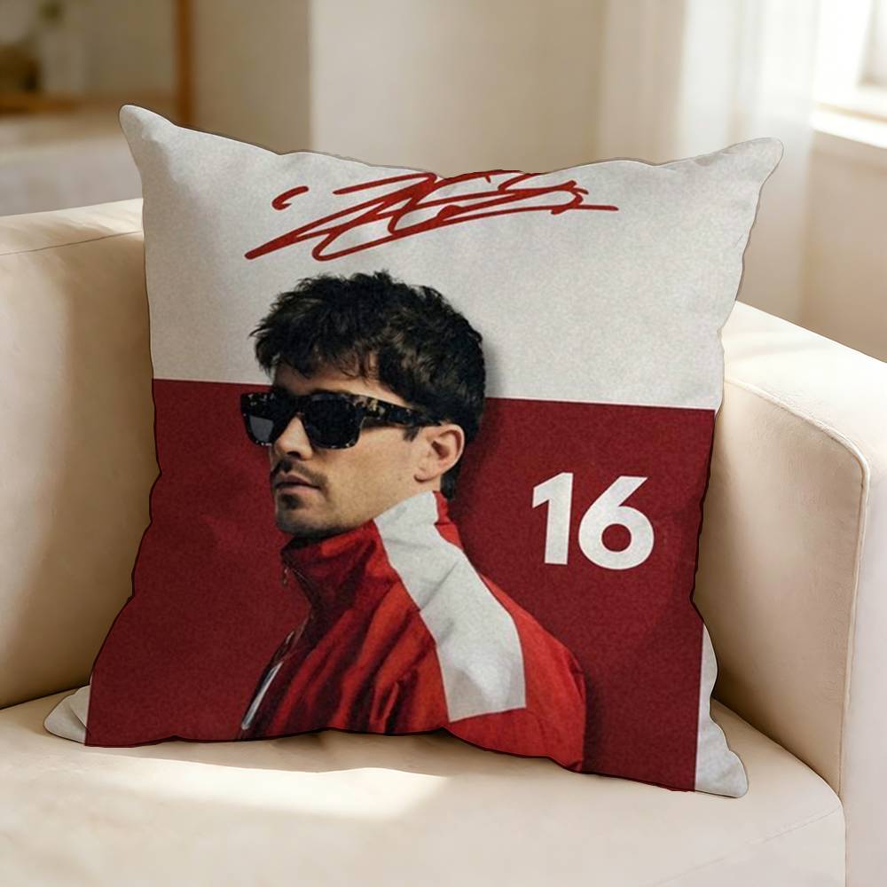 Car No  Driver CCharles LLeclerc  Square DoubleSided printed Pillow Case Bedroom Bedside Pillow Sofa Cushion Cover