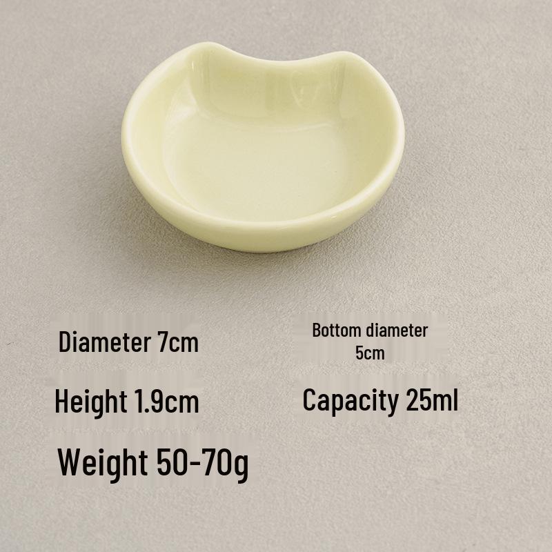 

**Custard Green Cat Face Dehua Ceramic Condiment Dish 25ml - Perfect for Dipping Sauces, Soy Sauce, or Vinegar**