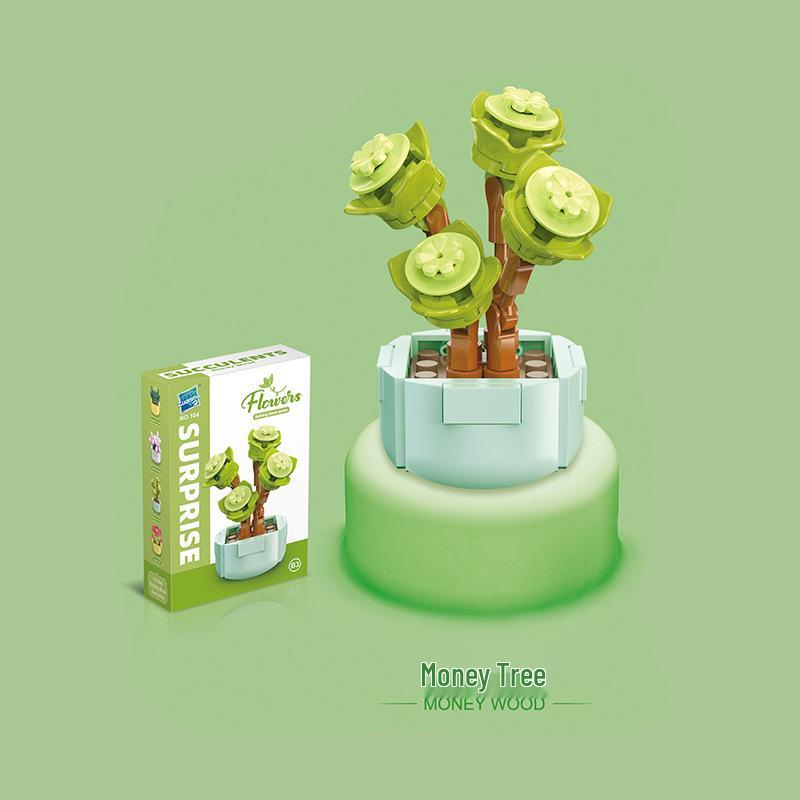 Kids' Educational Interlocking Building Blocks - Flower Potted Plant (Rose & Epiphyllum) Compatible with Top Building Block Models