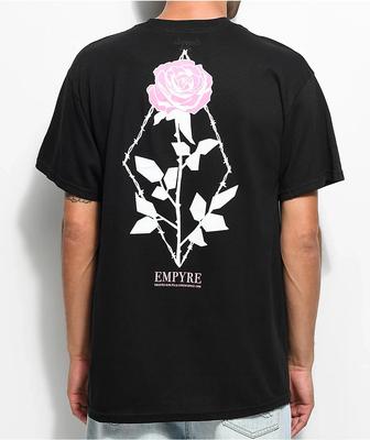 Empyre Mens Eden Flora Rose Black Tee Shirt New Medium