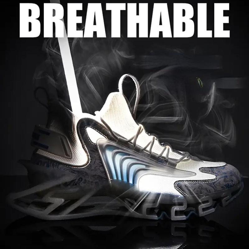Men Sneakers Flying Woven Casual Sports All-match Men's Shoes Plus Size Shoes Shock Absorption TPU Sole Air 46