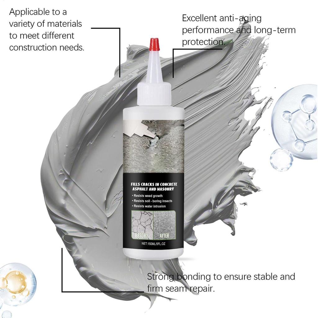 Asphalt Crack Filler 150ml Blacktop Driveway Sealant Waterproof Crack Repair for Concrete Asphalt Road Sidewalk Pothole Filler