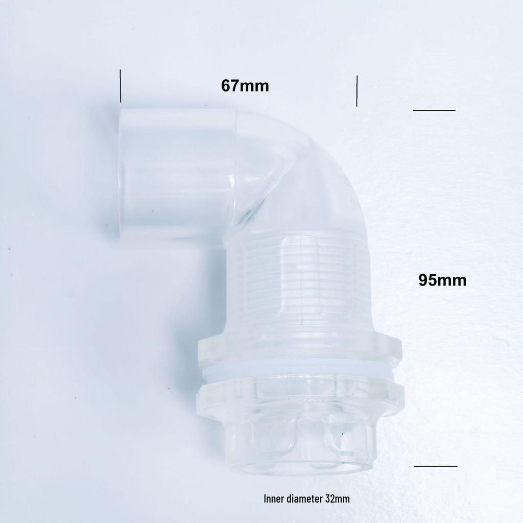 Complete Aquarium Pipe Fittings Set: Transparent ABS Water Inlet/Outlet Connectors with Extended Male/Female Threads & Bottom Filter Elbow.