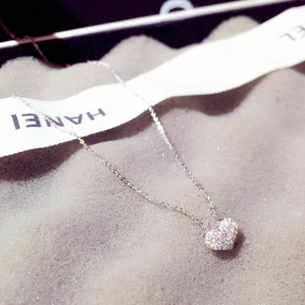 Luxury Bling Aaa Zircon Love Heart Shape Necklace High Quality Exquisite Feminia Women Choker Wedding Bridal Jewelry Pendant