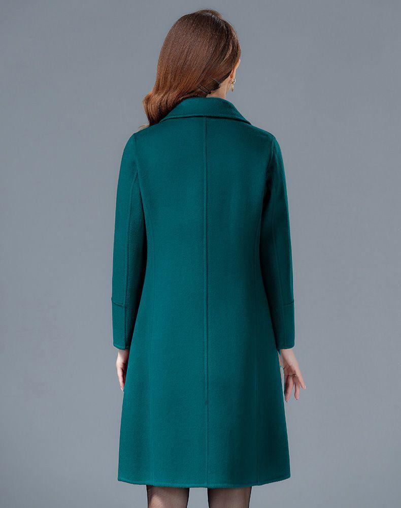 Jujube Red Double-Sided Wool Blend Coat - Women's Mid-Length Slim Fit for Autumn and Winter