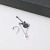 Minimalist Black Guitar Drop Earrings With Heart Charm Stylish Women Jewelry