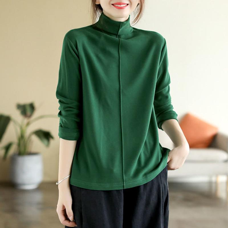 Damska Wszechstronna Koszula z Aksamitu Patchworkowego z Półwysokim Dekoltem - Jesień/Zima 2025