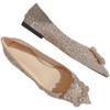 Pointed Flats Sequined Wedding Shoes Women's Maternity Shoes Rhinestone Pearl Bride Shoes Not Tired Feet Bridesmaid Shoes Large Size