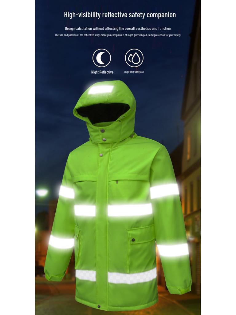 Unisex Reflective Heated Rainproof Jacket for Construction and Security Work