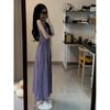 French Retro Purple Suspender Dress for Women's Summer High-end Feeling, Waist and Thin Figure, Seaside Vacation Dress