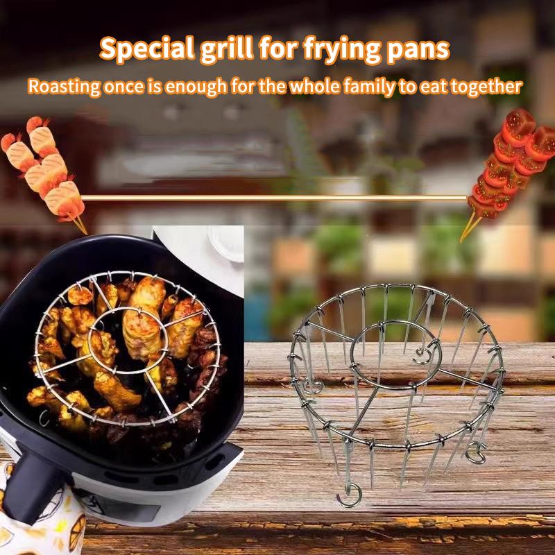 S/M/L Spieße Heißluftfritteuse Edelstahl Grill Vertikaler Spieß Hängender Ofen Kebab-Gestell Kebab-Halter Küchenhelfer Grill