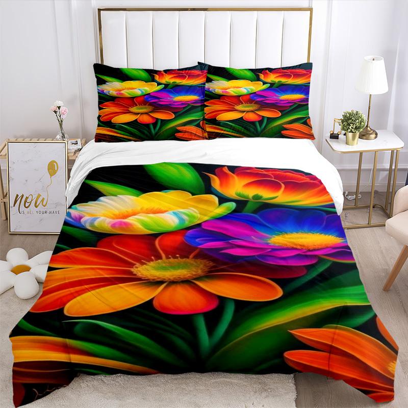 3pcs Flower Bouquet Duvet Cover Set, 1 Duvet Cover + 2 Pillowcases (No Insert), High-Definition Print, Home & Dorm Yy251123017