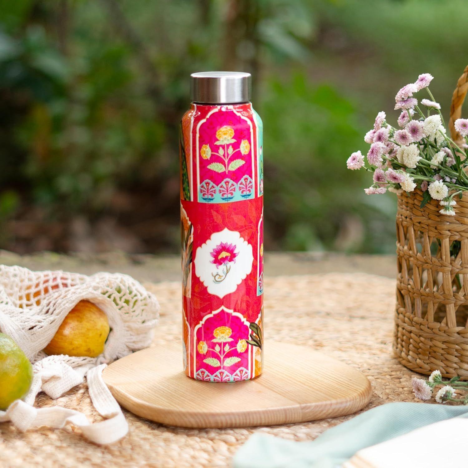 

Флакон для воды из нержавеющей стали цвета фуксии | Для школы, офиса, дома, спортзала | Бутылки, подходящие для холодильника | Герметичная, нержавеющая бутылка 1000 мл