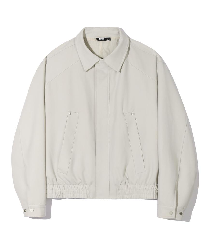 Trillion Twill Rivet Blouson Zip-Up Jacket (Cream)