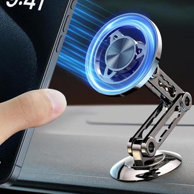 Magnetic Car Phone Holder Mount Foldable Magnetic Phone Mount Alloy Car Phone Mount With Magnetic Suction 360 Rotation Magnetic
