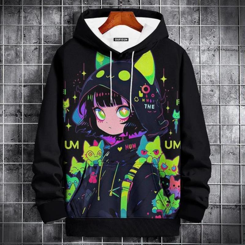 Cartoon Sexy Bad Girl Men's Hoodie Autumn Casual Long Sleeve Pullover 3D Print Tops Fashion Streetwear Fashion Men's Hooded