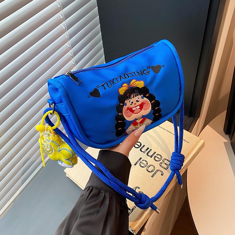 Cartoon Graffiti Canvas Crossbody Bucket Bag - Illustration Design Handbag