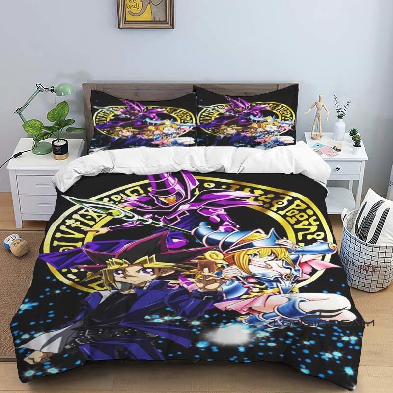 This three-piece cartoon-print (Yu-Gi-Oh!) bedding set—including one duvet cover and two pillowcases—makes for the perfect holid