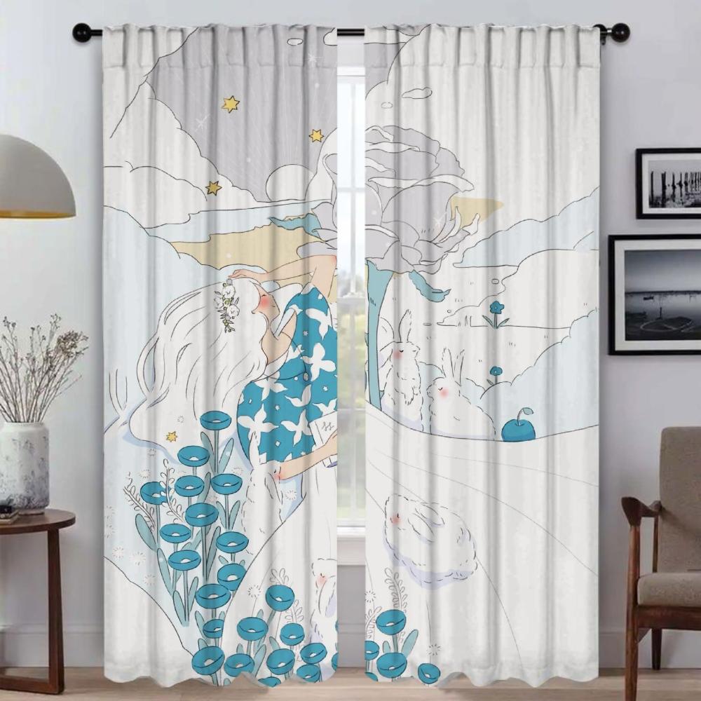 Dream Girl Curtains Child Room Partition Kitchen Curtains for Camera Halloween Decoration Blackout Curtain Shades Living Elegant