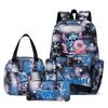 Stitch 3-teiliges Rucksack-Set für Jungen und Mädchen, Rucksack mit Campus-Cartoon-Print, Große Kapazität für Outdoor-Reisen