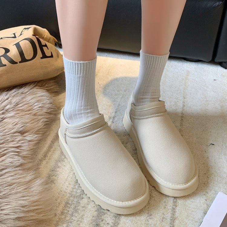 

Зимние ботинки на толстой подошве женские зимние меховые интегрированные бархатные утолщенные теплые короткие трубчатые ботинки Hundred с хлопком Tide 40 бежевый