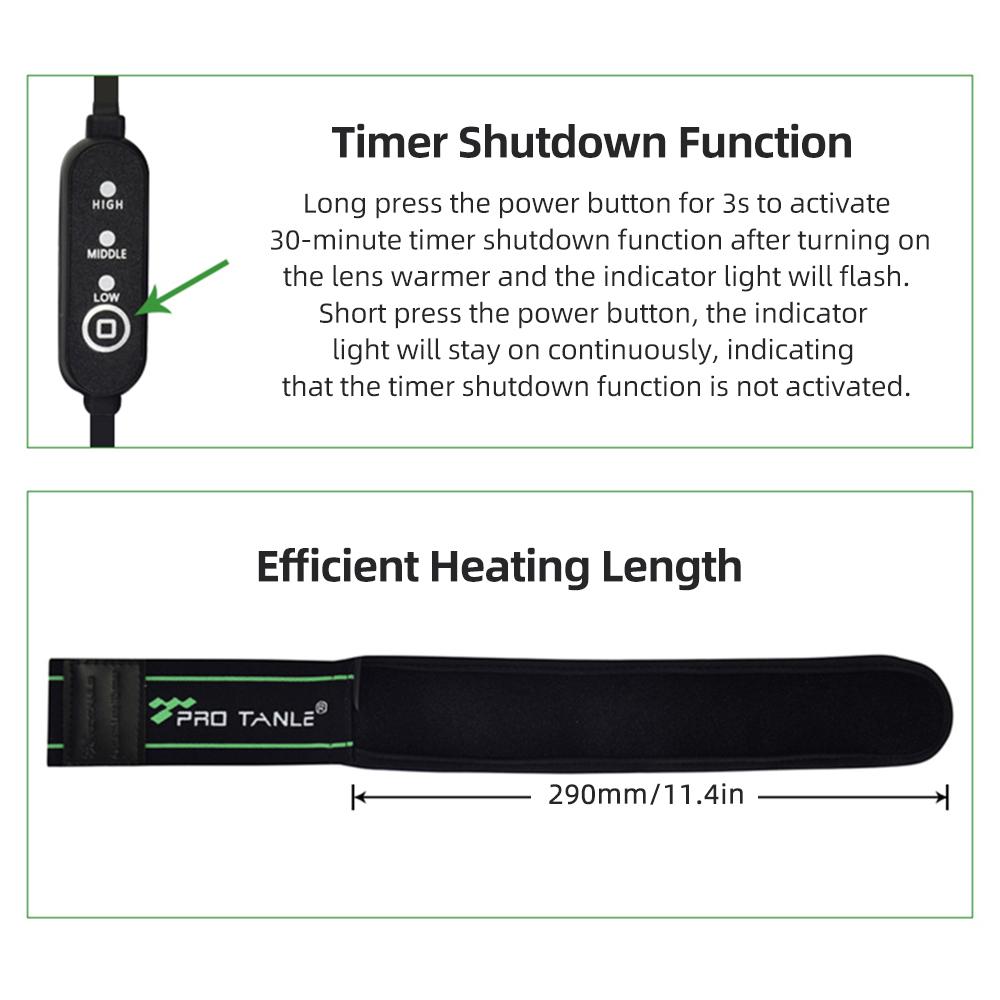 PRO TANLE USB Lens Isıtıcı 290mm/11.4in Kamera Len Isıtıcı 3 Sıcaklık Seviyesi Hızlı Eşit Isıtma