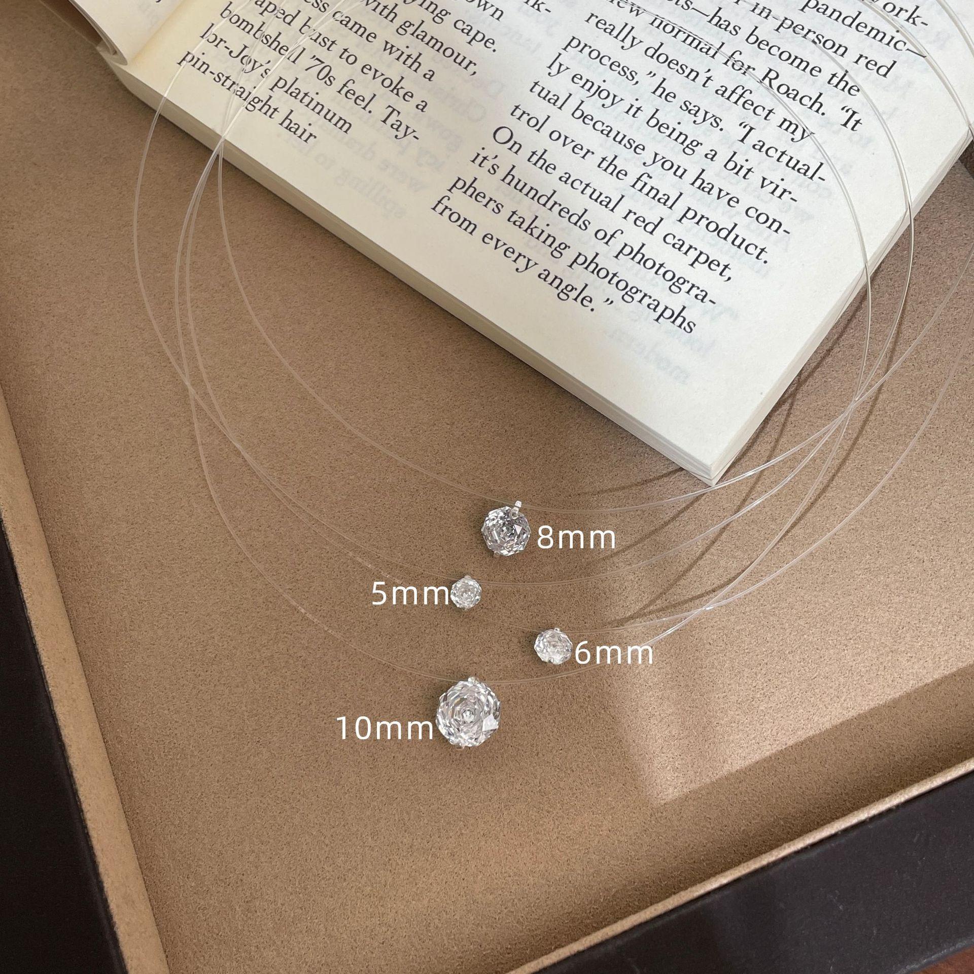 

S925 стерлинговое серебро корейская версия нишевое бриллиантовое колье с огранкой «роза» простое цепочка на ключицу «слезы русалки» на невидимой леске 5MM