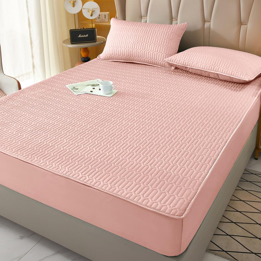 Waterproof Throw Mattress Cover Bed Fitted Sheet Solid Color Mattress Protector Single/Double/140/160 Muti Size Gray/White Decor