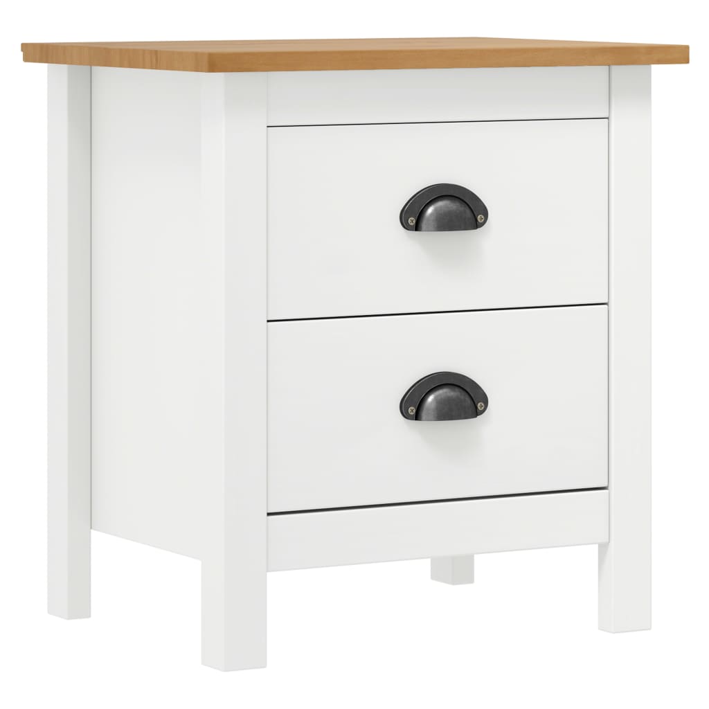 Hill Nightstand White 46 x 35 x 49.5 cm Solid Pine Wood
