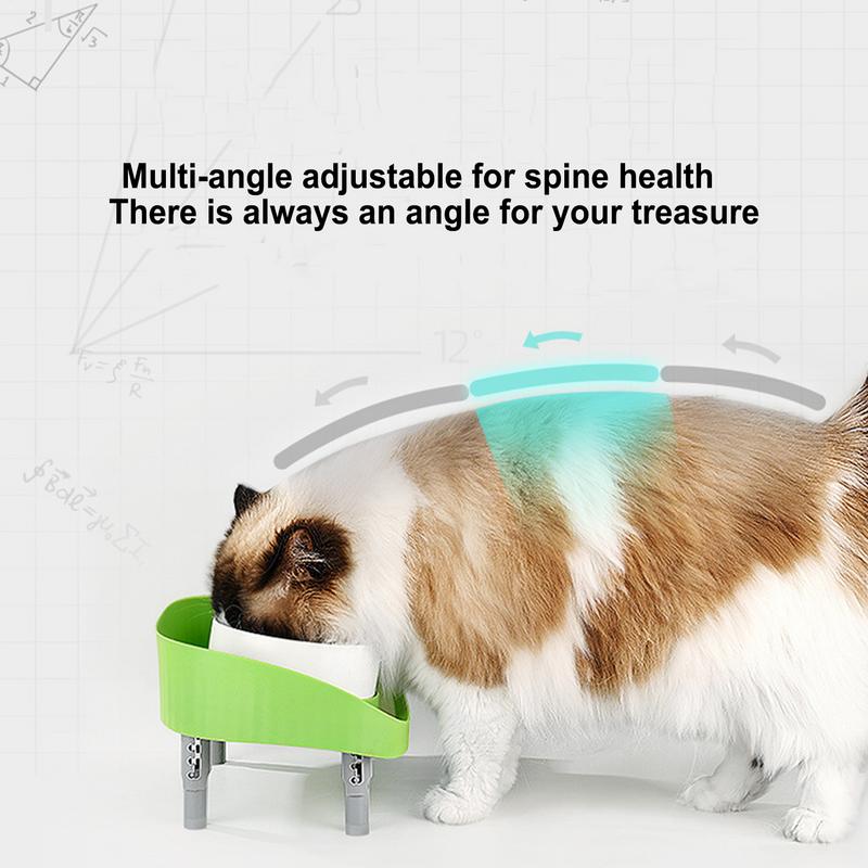 Double Ceramic Dog Bowls Adjustable Double Cat Bowl Water Feeding Accessories Tall Puppy Dishes For Dry And Wet Food