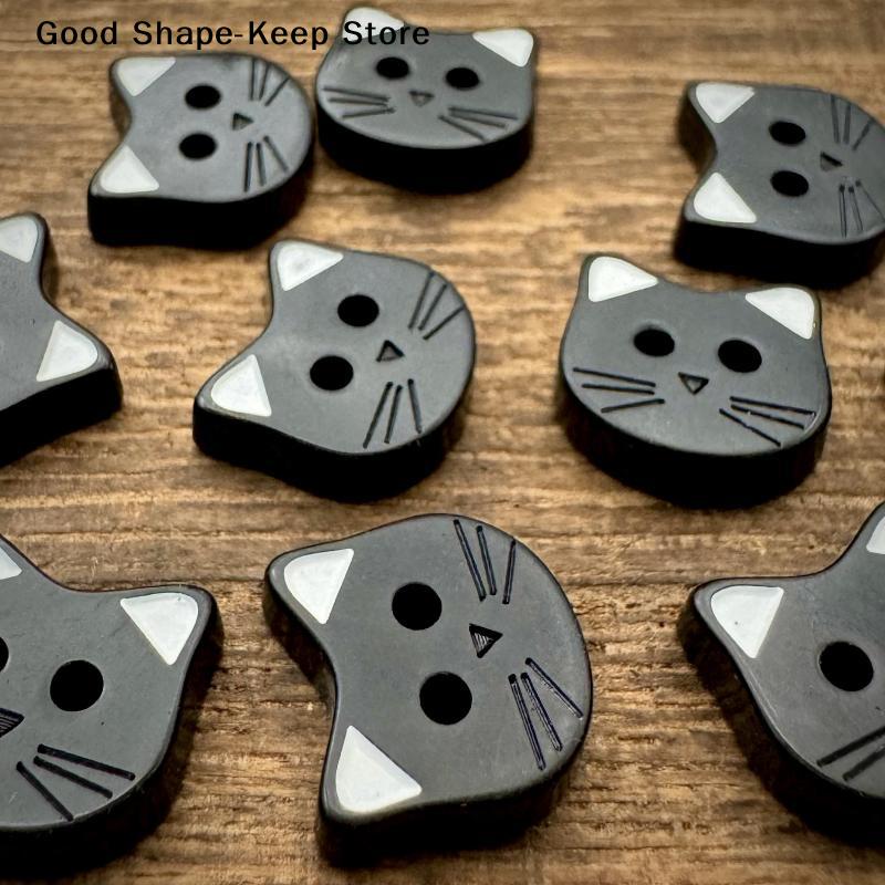 Packung mit 10 entzückenden Cartoon-Katzenknöpfen mit Ohren; Stilvolle Harz-Verschlüsse zum Basteln