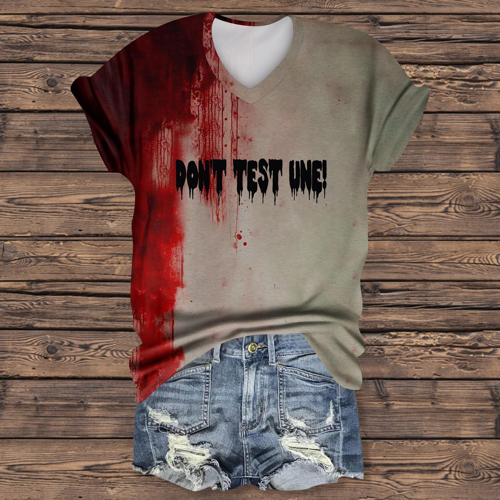 

Женская модная повседневная футболка с коротким рукавом и принтом на Хэллоуин, элегантные топы на Хэллоуин XXL красный