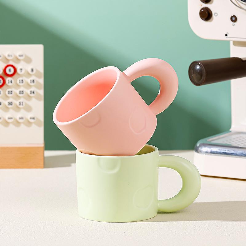 High-Value Ceramic Macaron Coffee Mug - Large Capacity Cup, Perfect Holiday Gift for Couples