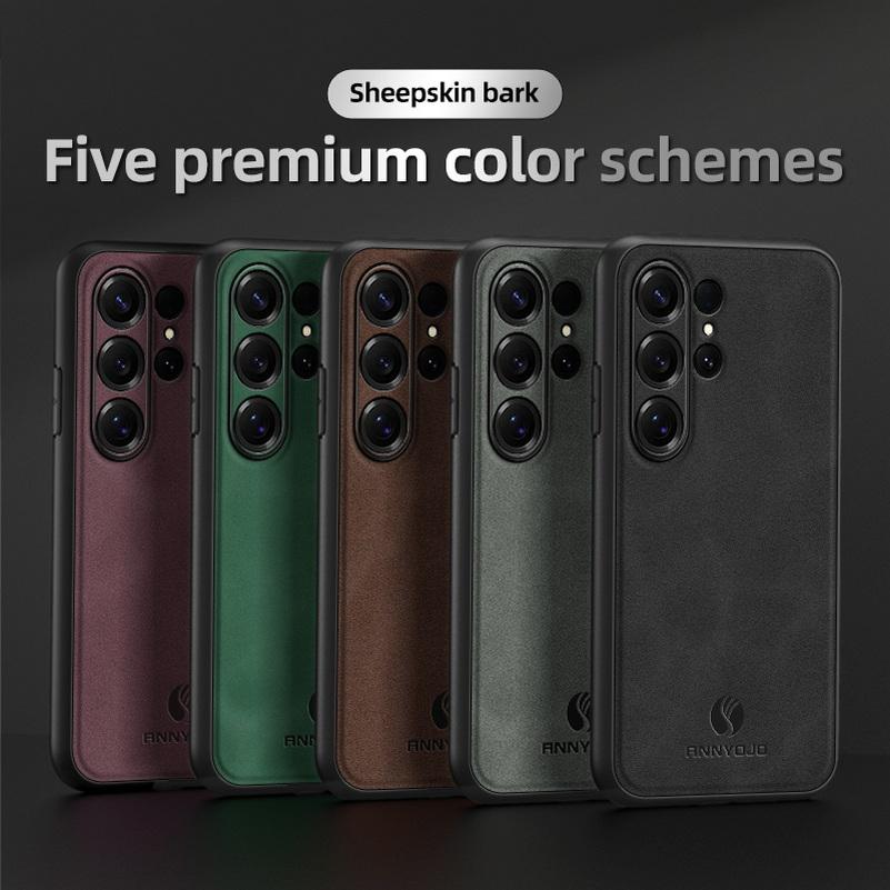 Matte Plain Leather Case For Samsung S26 Ultra S26 + S25 Edge Galaxy S24 Plus S23 FE S22 Built-in Metal Car Mount Holder Cover