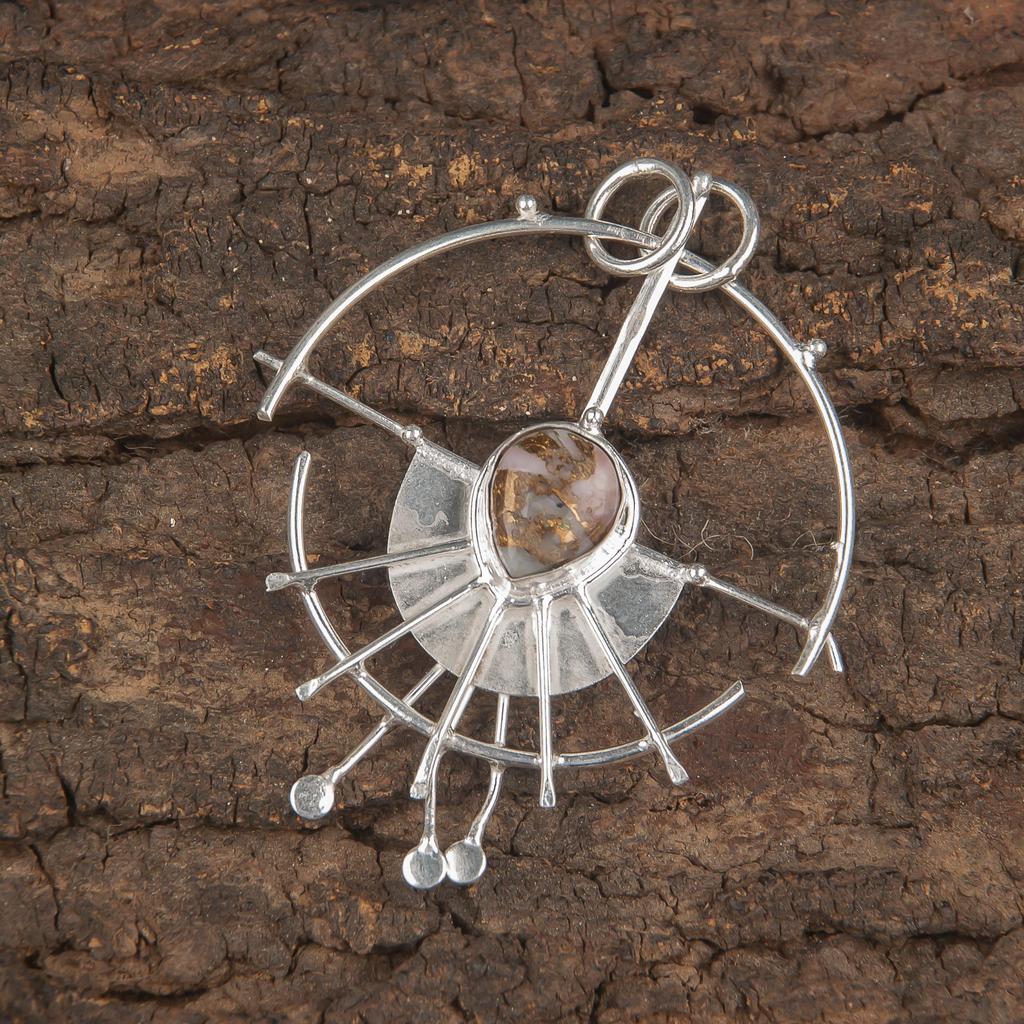 Pink Opal Copper Turquoise Pendant Gemstone Jewelry, 925 Solid Sterling Silver Pendant, Handmade Jewelry Birthstone Pendant, Gift For Him