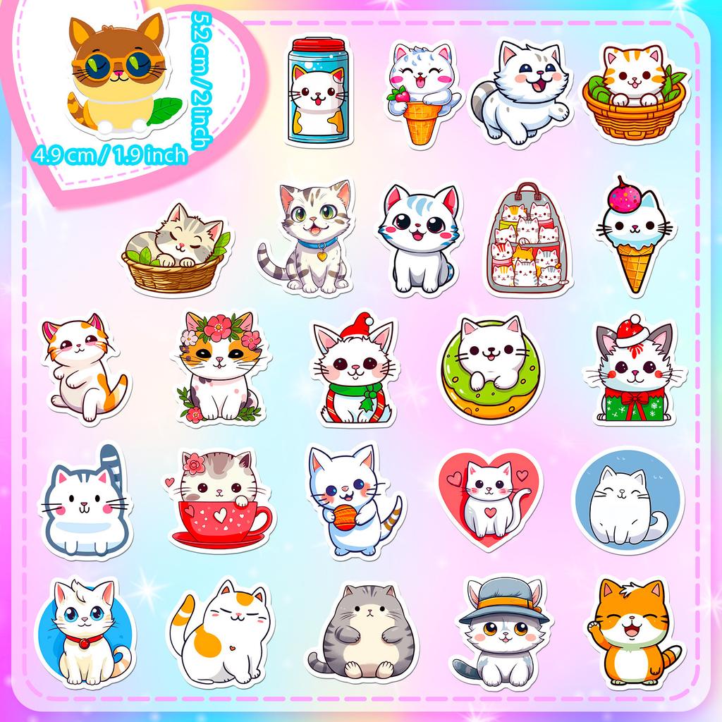 50 Cartoon Cute Bread Meow Stickers Ins Girl Super Cute Diy Japanese Korean Kitten Avatar Stickers