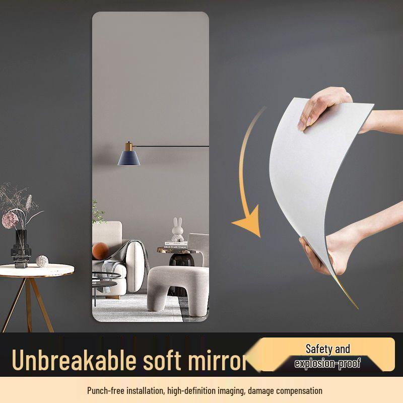 Acrylic Soft Mirror Wall Sticker, Self-Adhesive Full-Length Makeup Mirror for Bathroom or Dorm.