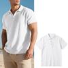 Polo décontracté d'été pour homme, style britannique, à boutons, col en lin, simple et décontracté