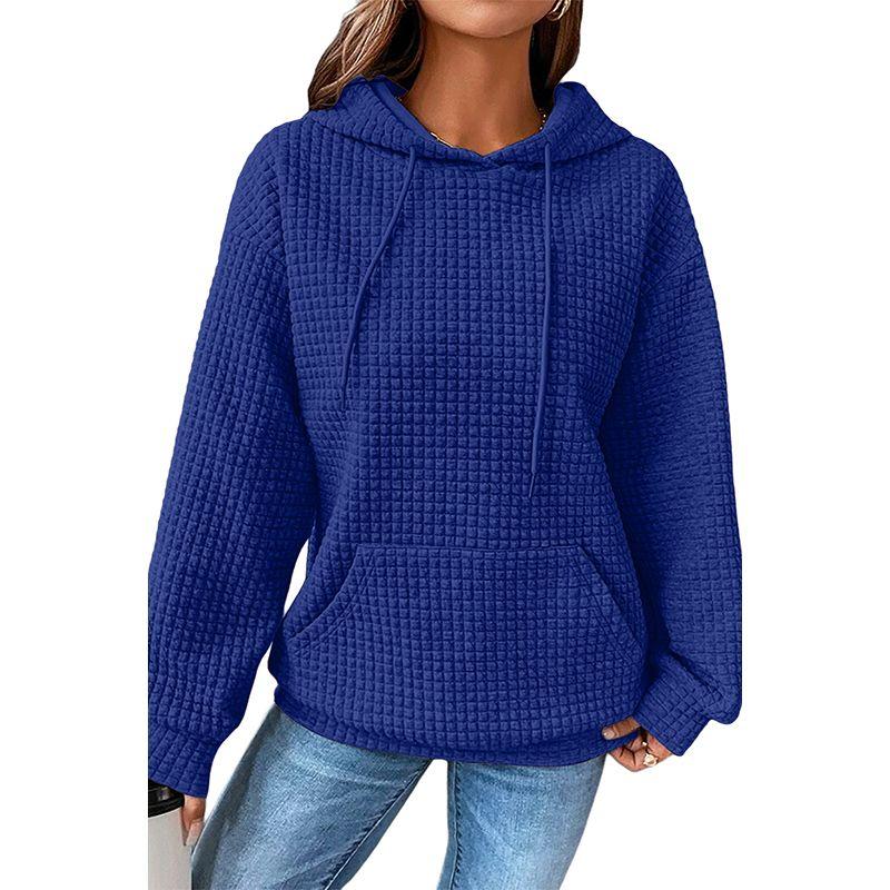 

2024 Winter New Arrival Women with Pocket Drawstring Hoodie European and American Leisure Thickening Thermal Loose Pullover Women Dark blue P105 S code fits (45.00 kg-55.00 kg