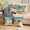 Christmas Snowman Pillow Covers 45Cm Cartoon Print Linen Cushion Case Winter Sofa Throw Pillowcase For Home Holiday Decoration