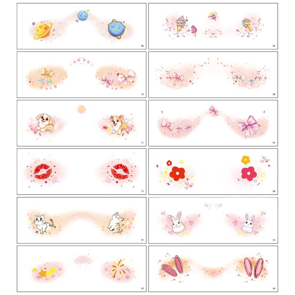 12 Pcs Trendy Glitter Face Tattoo Red Waterproof Face Makeup Patches DIY Temporary Tattoo Sticker Girls