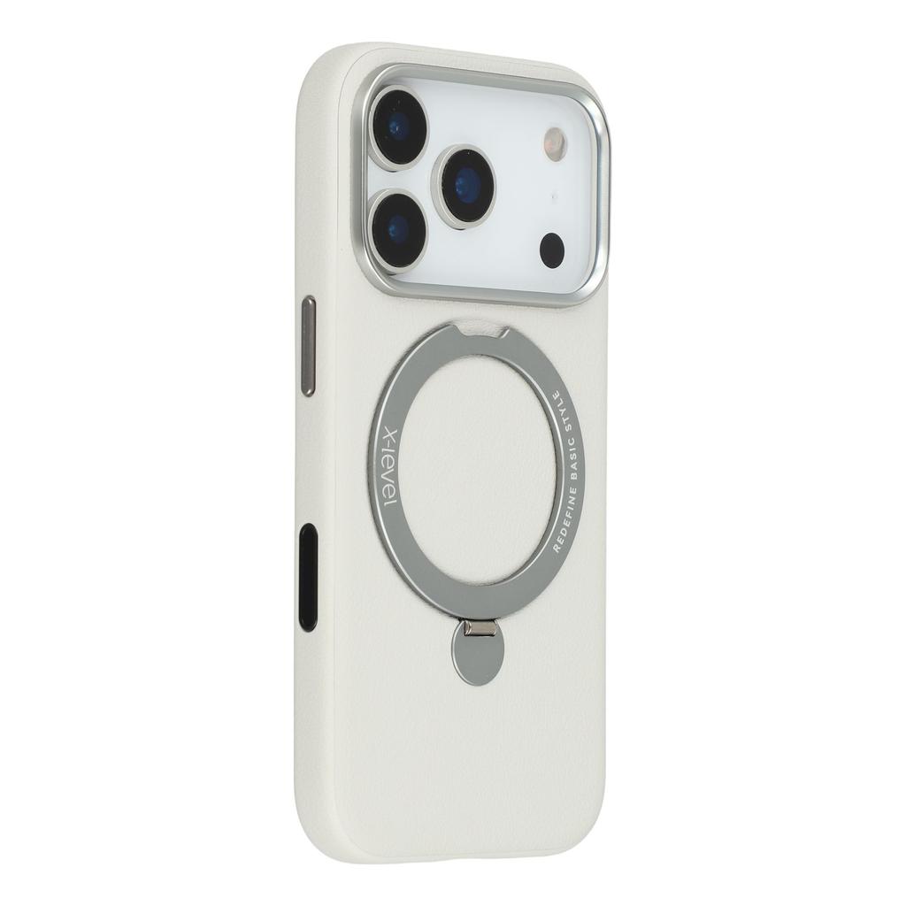 X-LEVEL For iPhone 17 Pro Magnetic Case Kickstand PC + PU Phone Back Cover